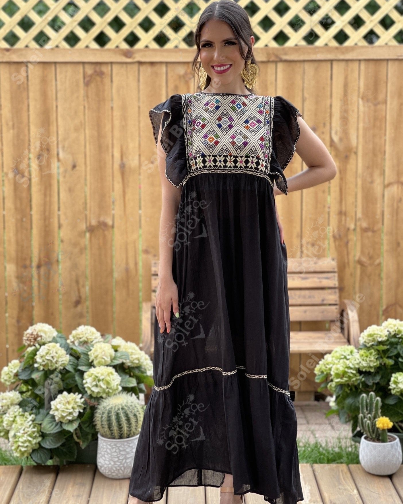 Traditional Mexican Dress. Embroidered Tunic Dress Made on a Loom. Larissa Dress - Solei Store