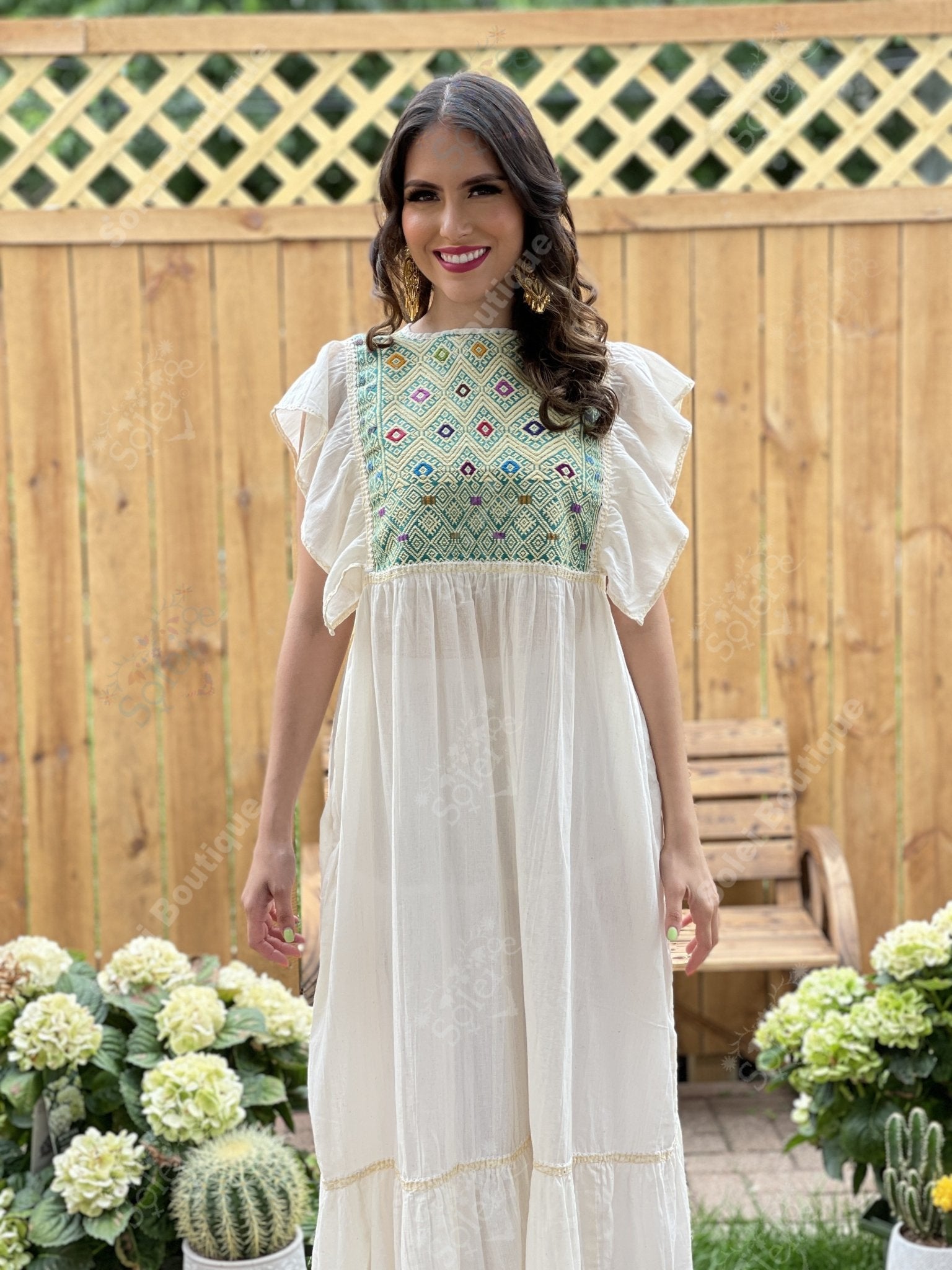 Traditional Mexican Dress. Embroidered Tunic Dress Made on a Loom. Larissa Dress - Solei Store