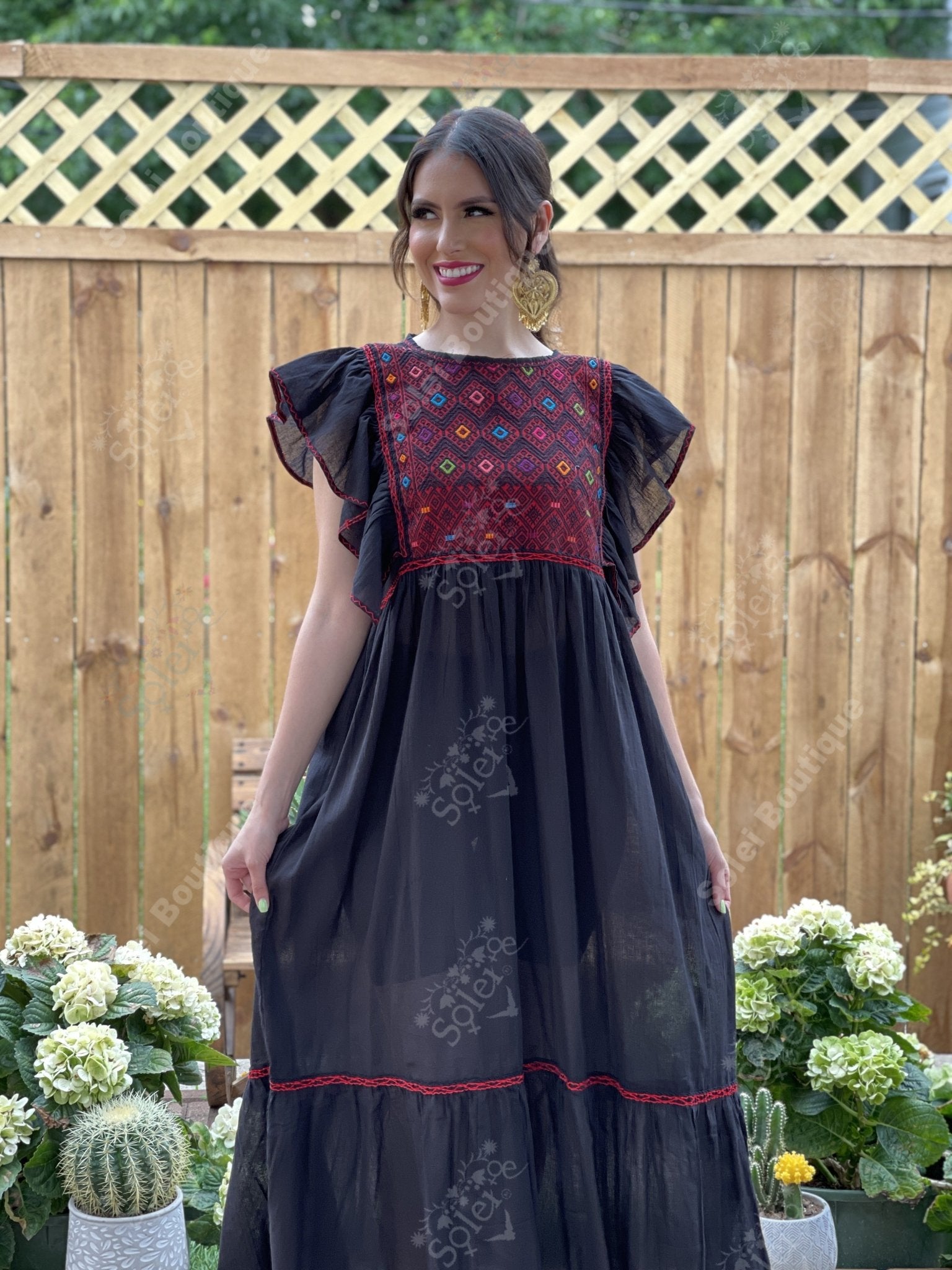 Traditional Mexican Dress. Embroidered Tunic Dress Made on a Loom. Larissa Dress - Solei Store