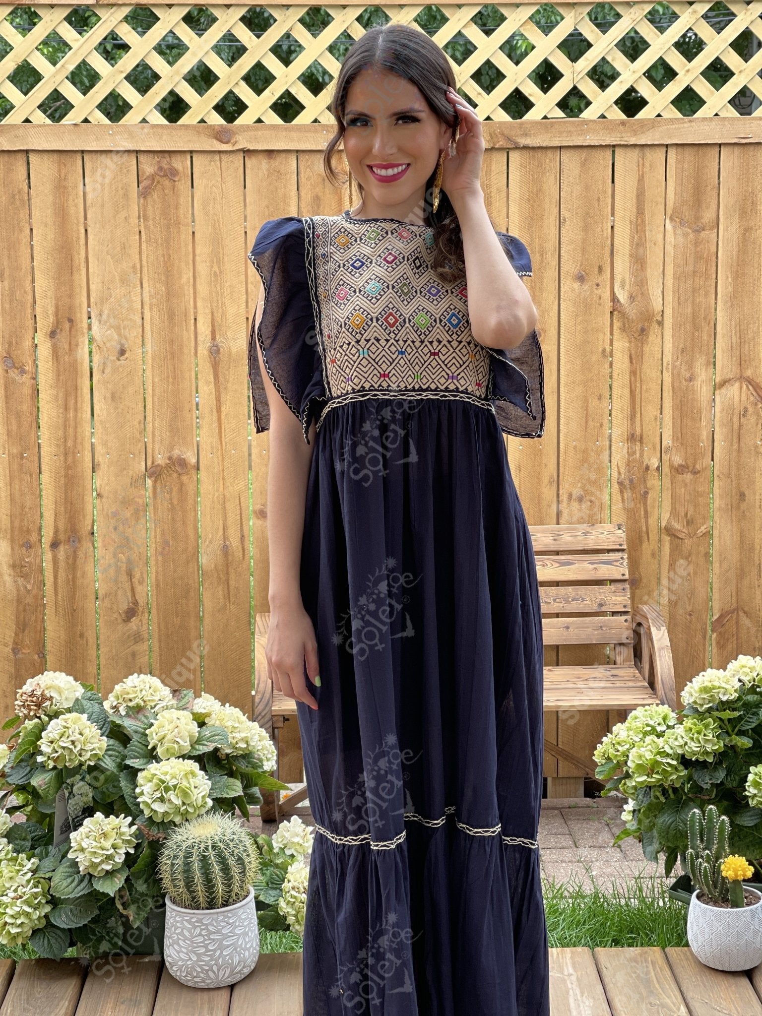 Traditional Mexican Dress. Embroidered Tunic Dress Made on a Loom. Larissa Dress - Solei Store