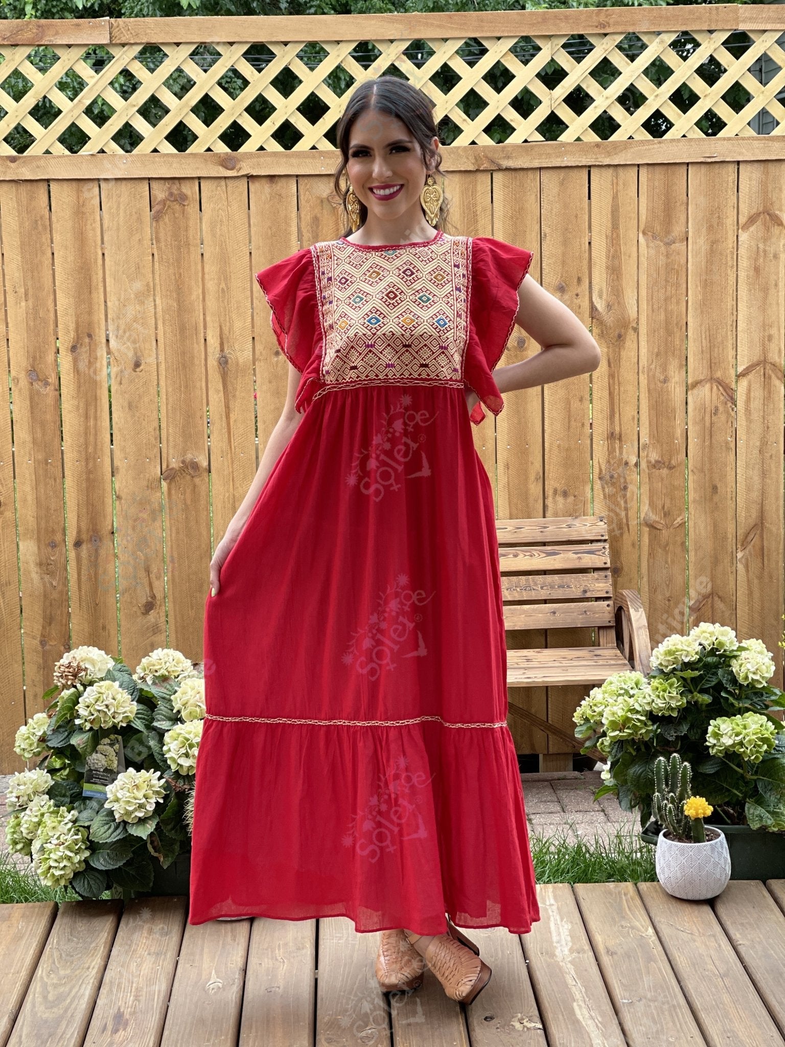 Traditional Mexican Dress. Embroidered Tunic Dress Made on a Loom. Larissa Dress - Solei Store