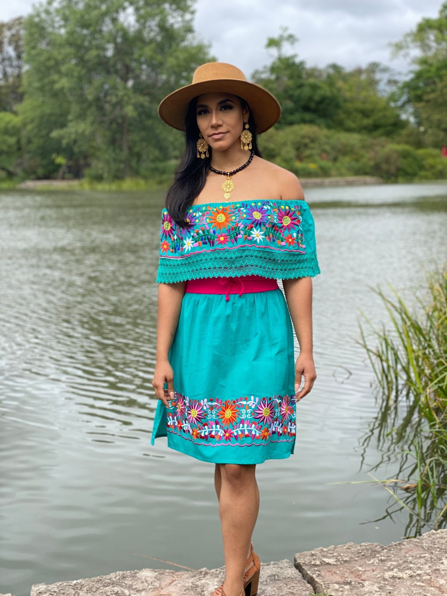 Traditional Mexican Embroidered Dress. Vestido Rocio. - Solei Store