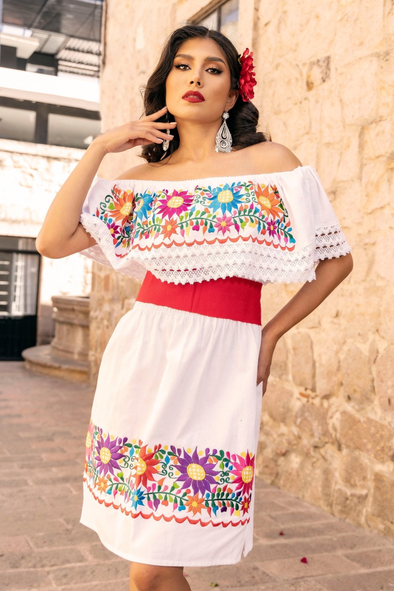 Traditional Mexican Embroidered Dress. Vestido Rocio. - Solei Store