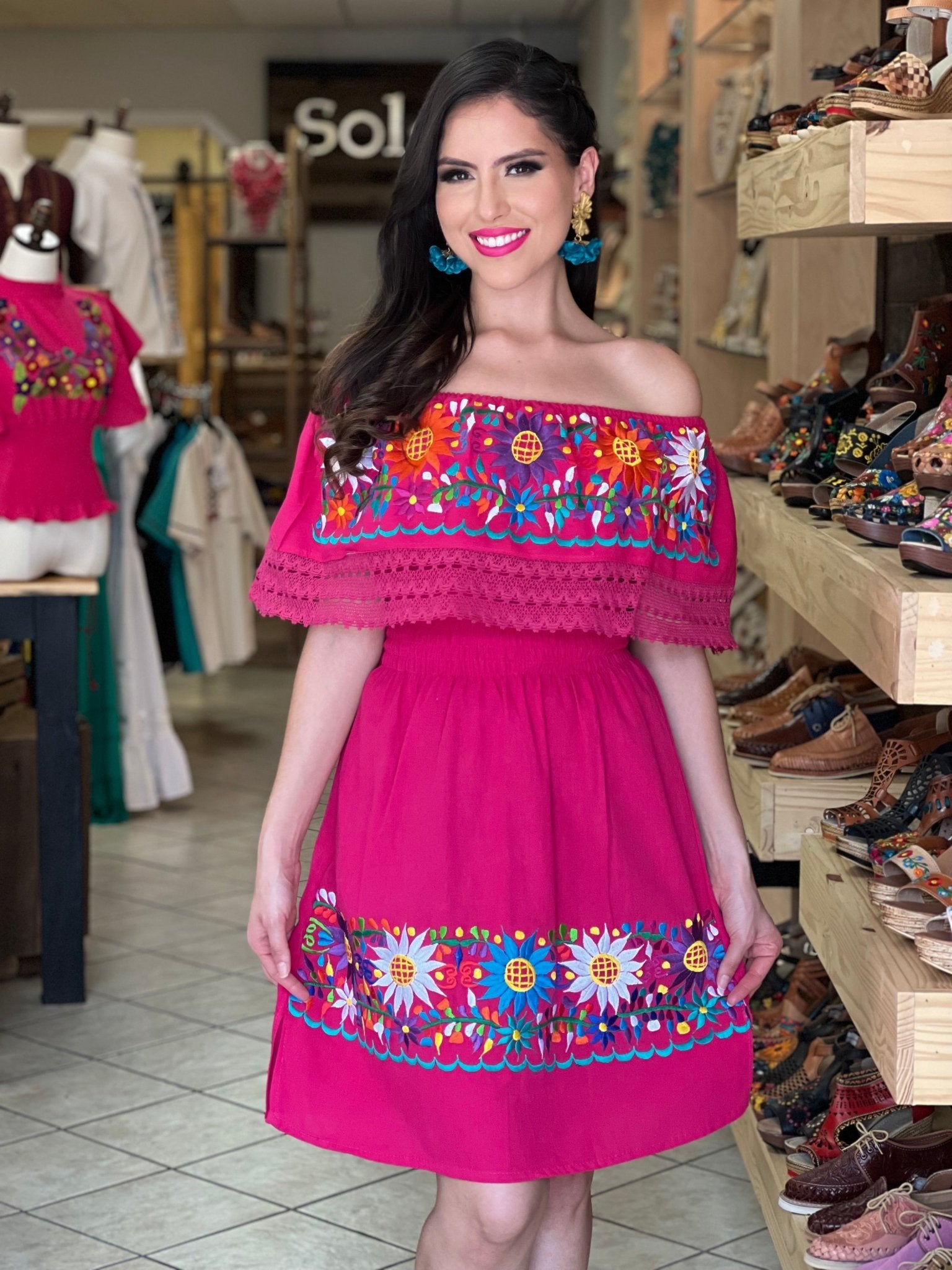 Traditional Mexican Embroidered Dress. Vestido Rocio - Solei Store