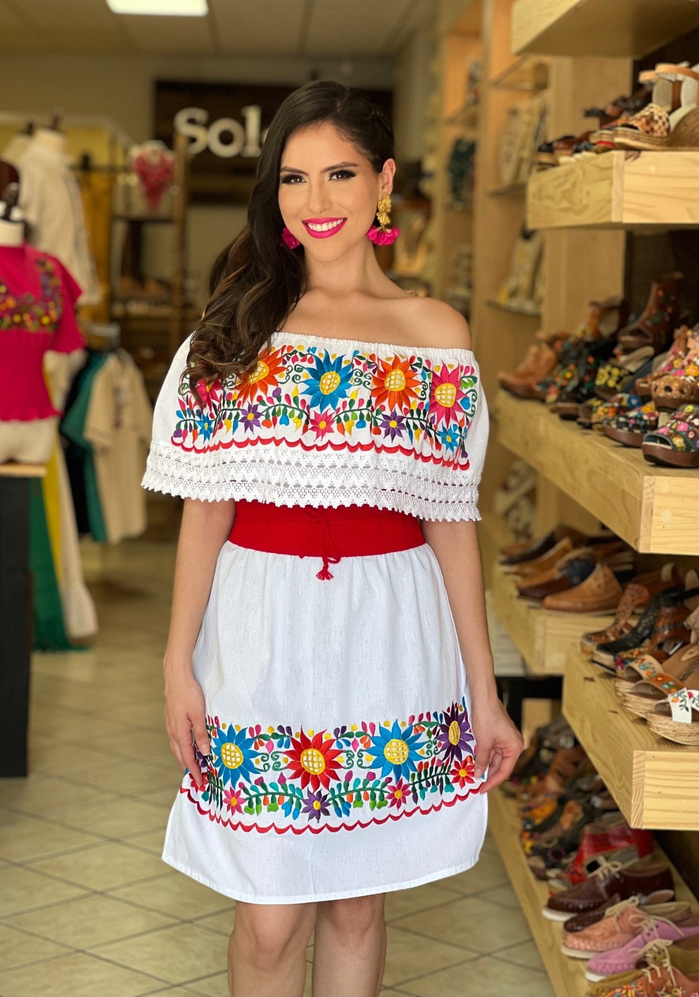 Traditional Mexican Embroidered Dress. Vestido Rocio - Solei Store