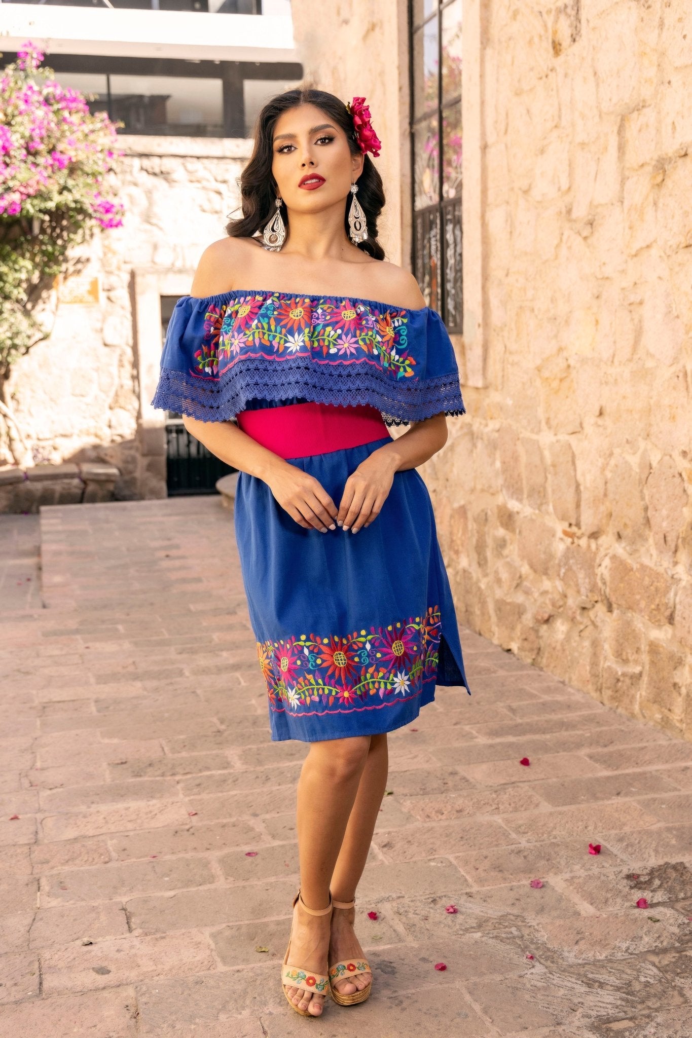 Traditional Mexican Embroidered Dress. Vestido Rocio. - Solei Store