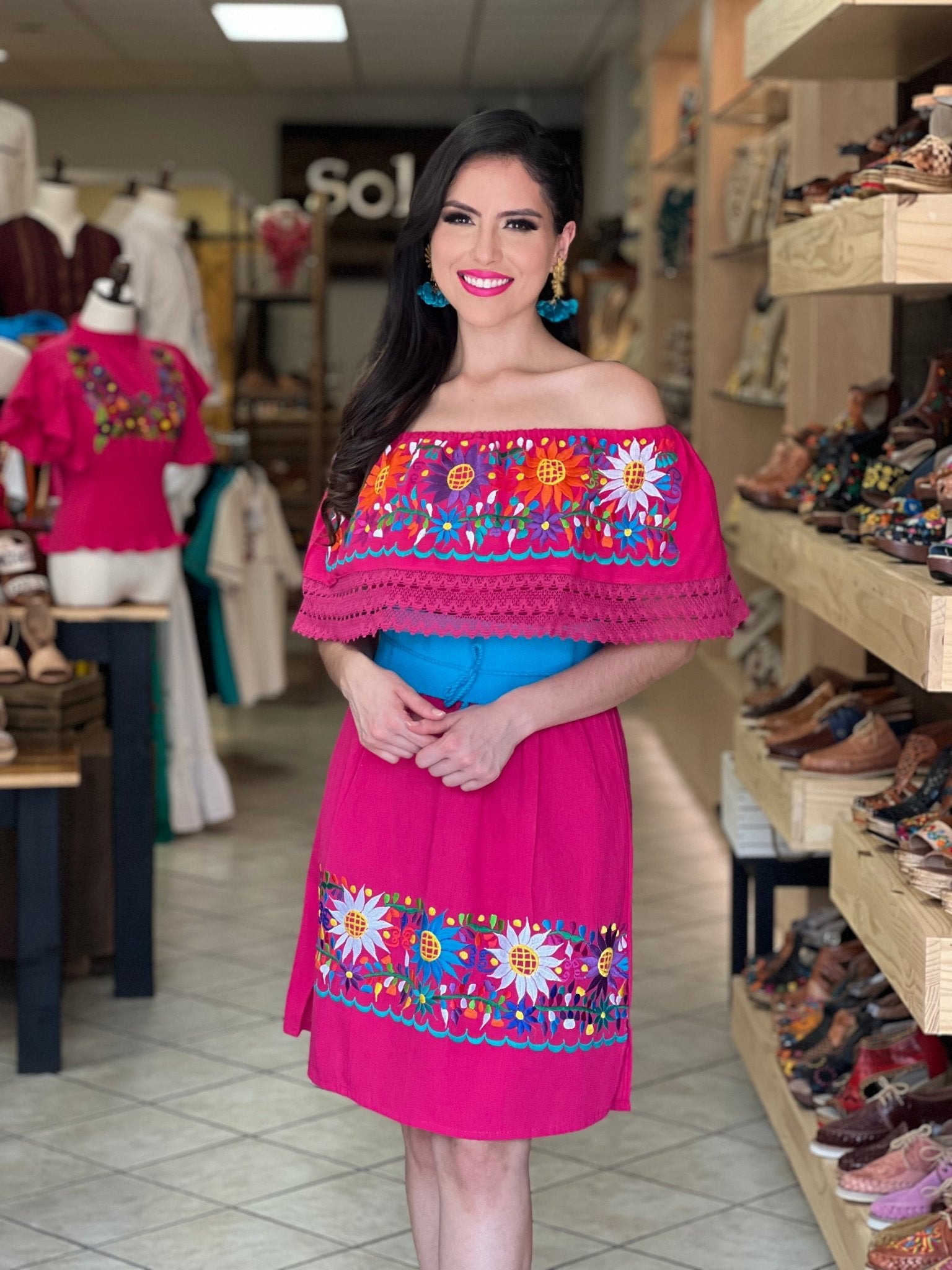 Traditional Mexican Embroidered Dress. Vestido Rocio - Solei Store