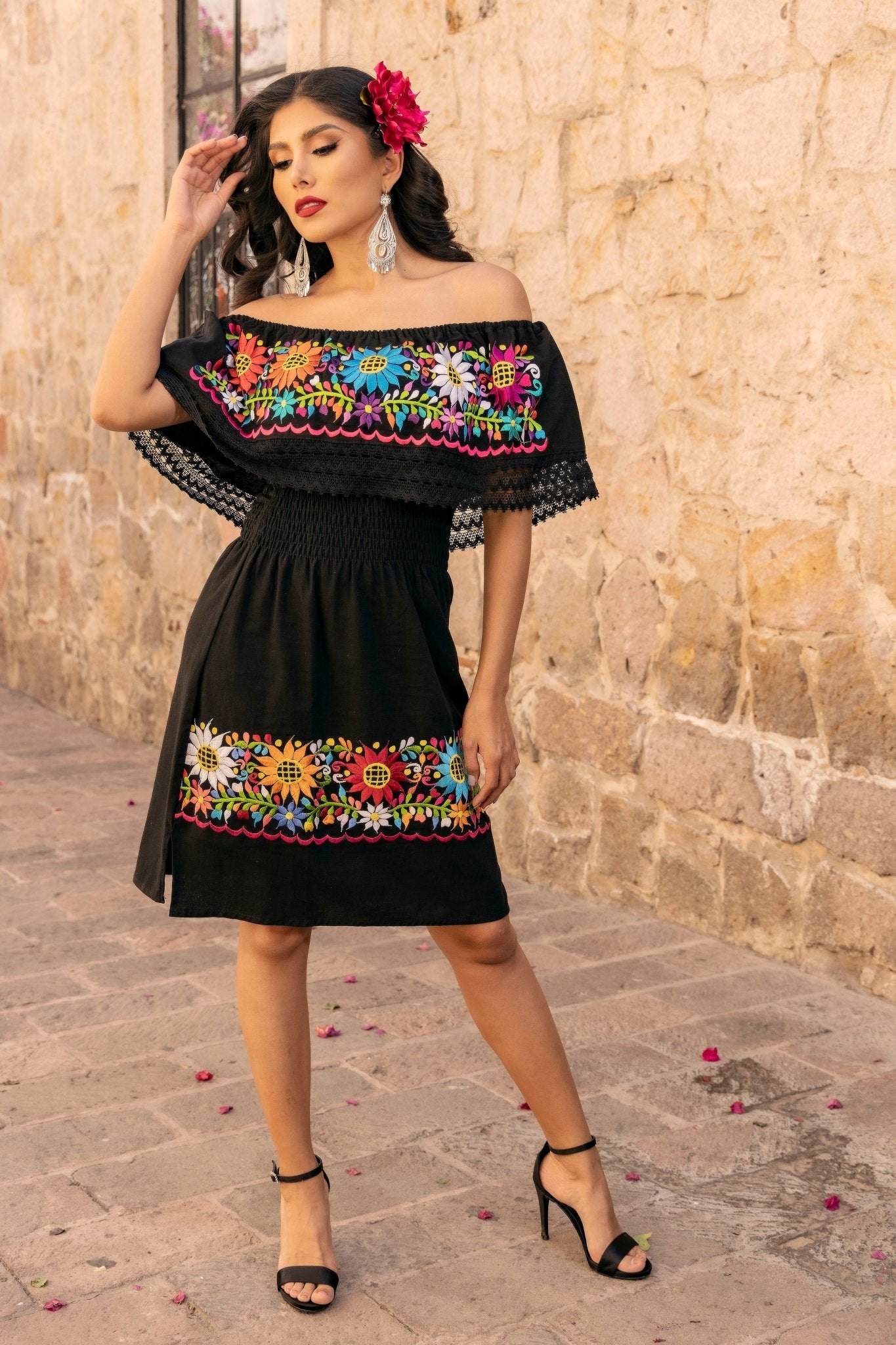 Traditional Mexican Embroidered Dress. Vestido Rocio. - Solei Store