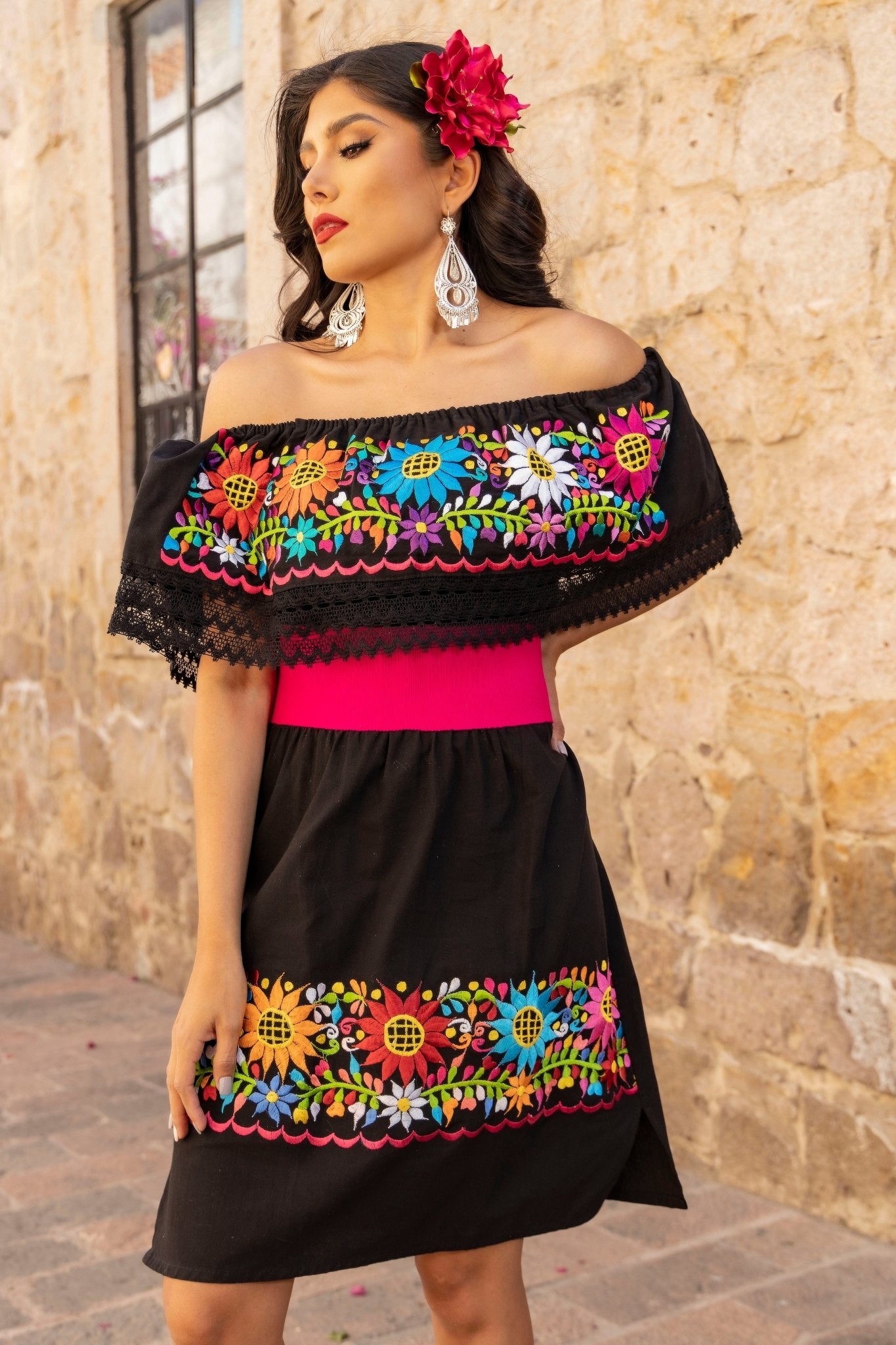 Traditional Mexican Embroidered Dress. Vestido Rocio. - Solei Store