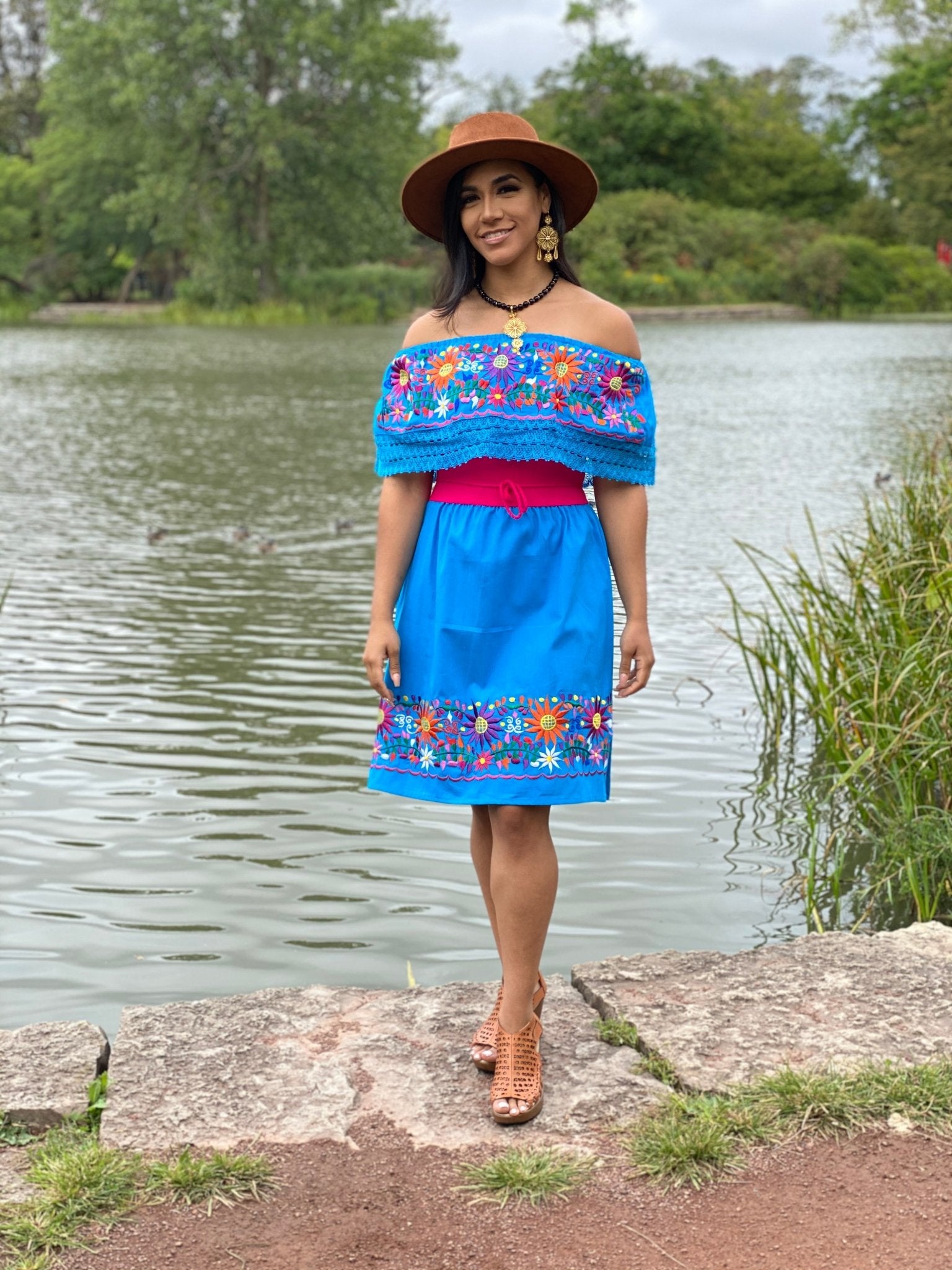 Traditional Mexican Embroidered Dress. Vestido Rocio. - Solei Store