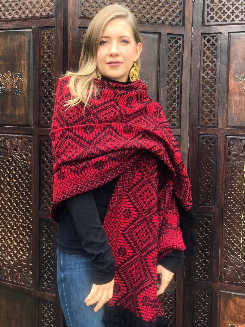 Traditional Mexican Embroidered Shawl. Rebozo Artesanal - Solei Store