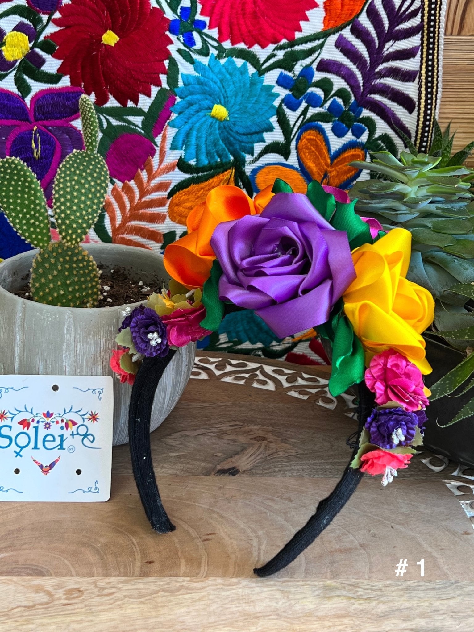 Traditional Mexican Floral Headband. Ketzaly Headband. - Solei Store