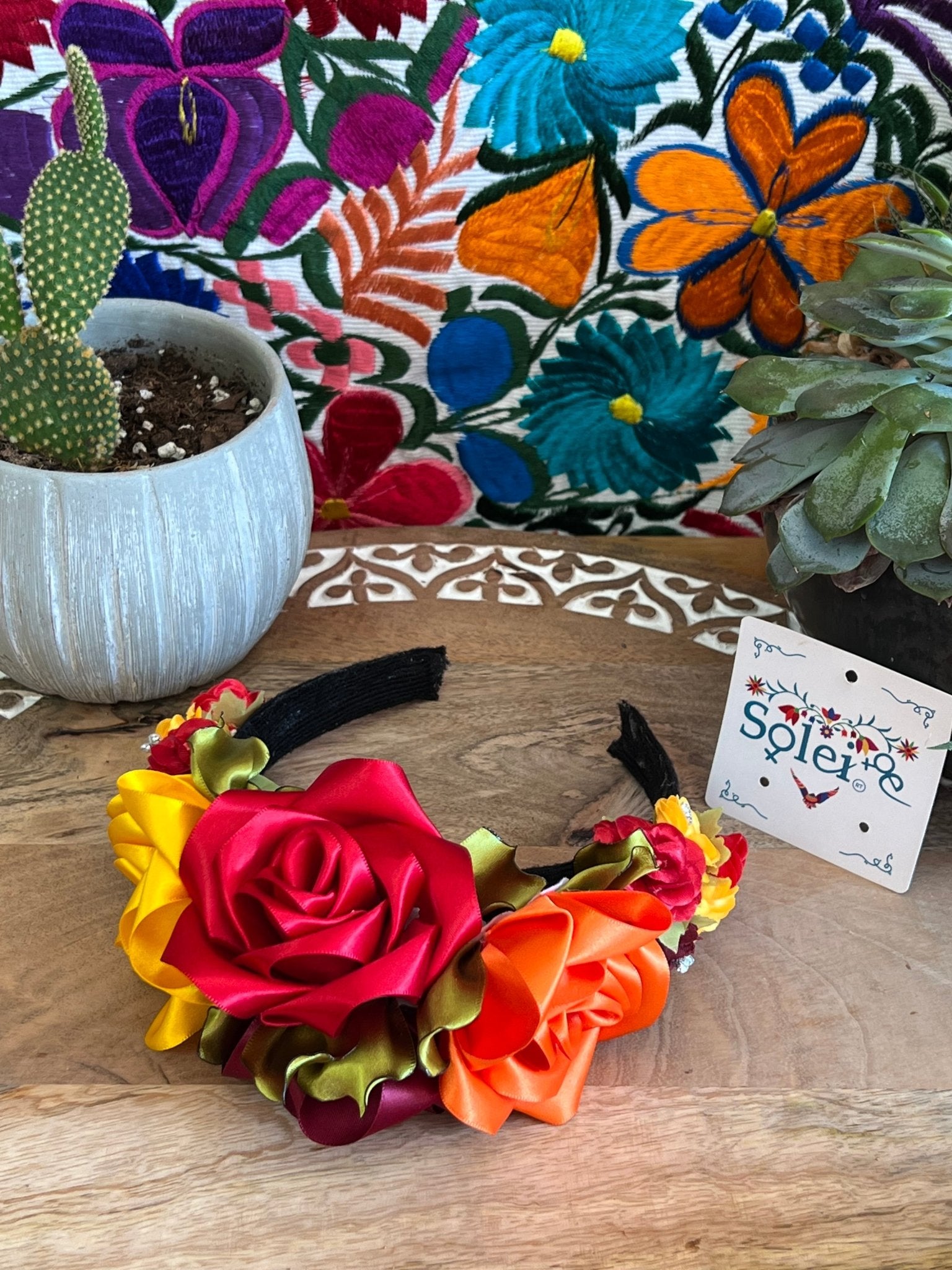 Traditional Mexican Floral Headband. Ketzaly Headband. - Solei Store