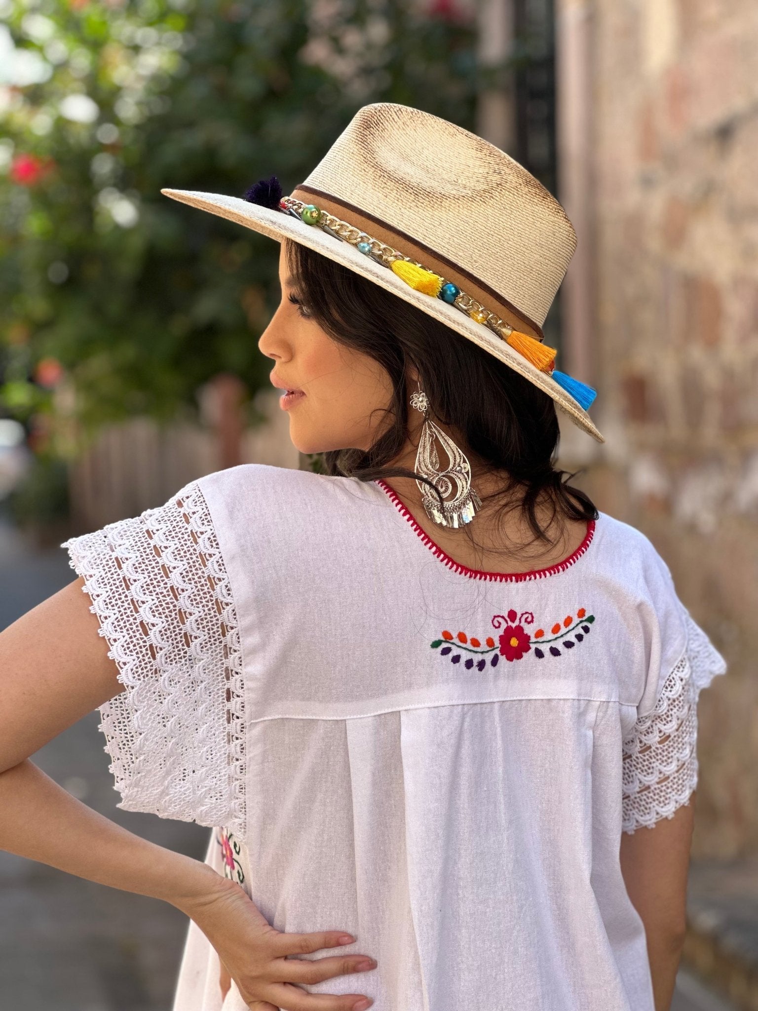 Traditional Mexican Hand Embroidered Tunic Dress. De La Rosa Dress. - Solei Store