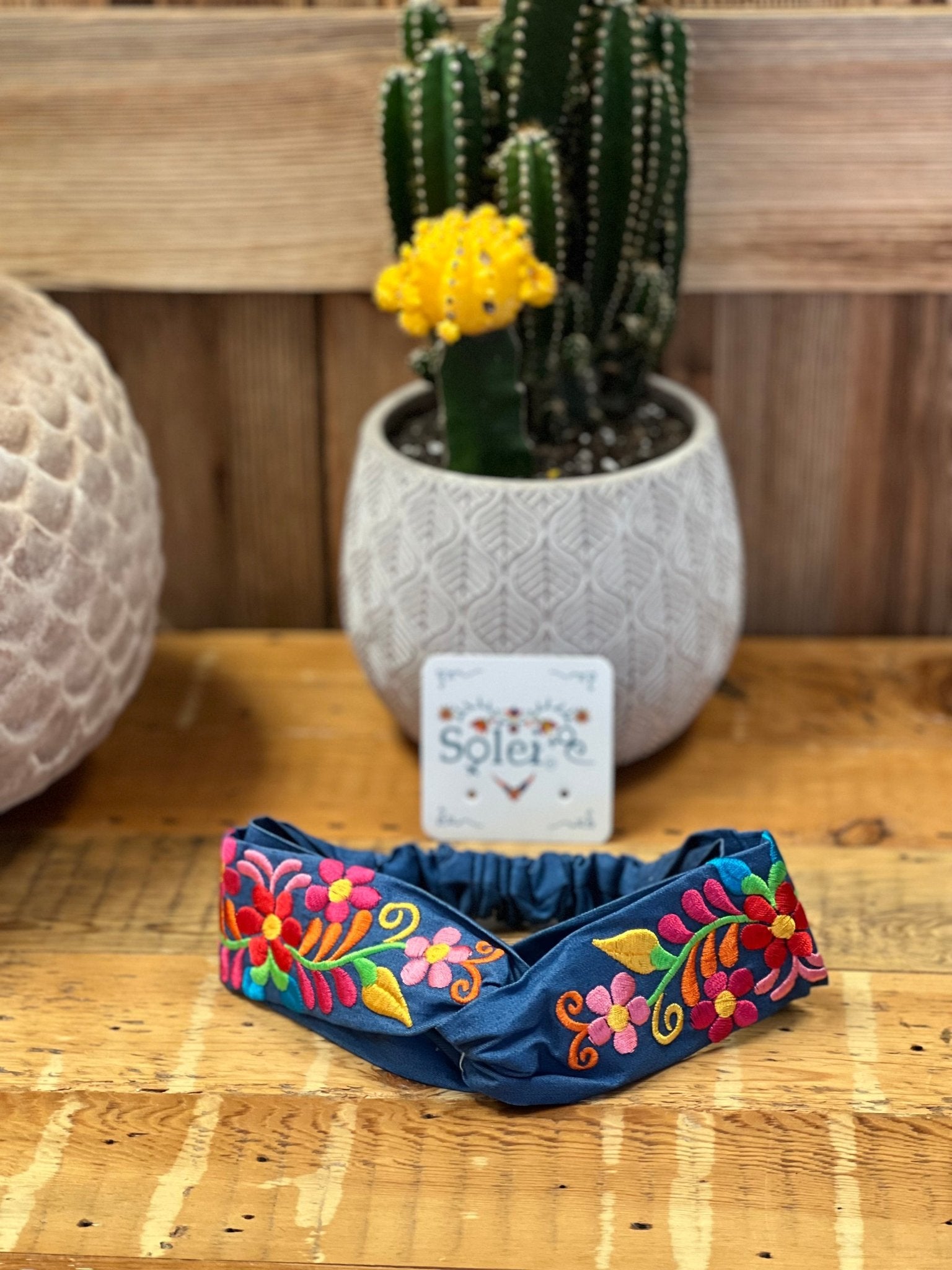 Twisted Turban Headband. Floral Embroidered Headband. Mexican Embroidered Turban Headwrap. - Solei Store