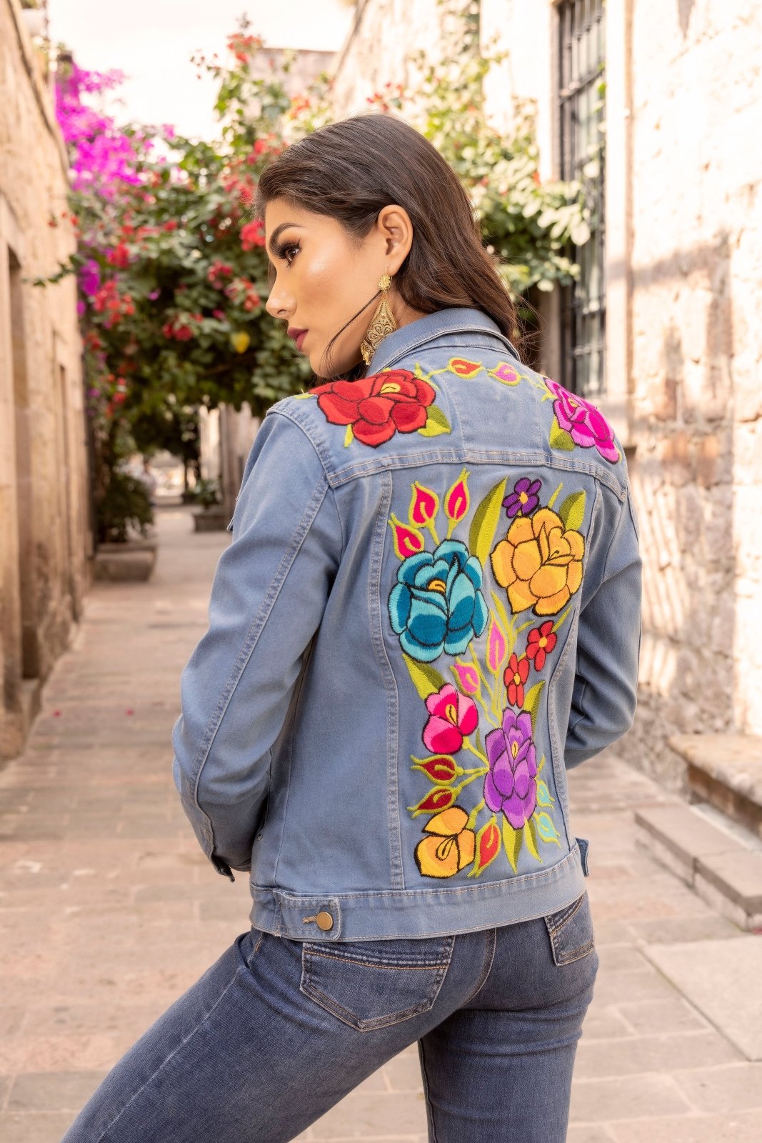 Denim floral jacket hotsell